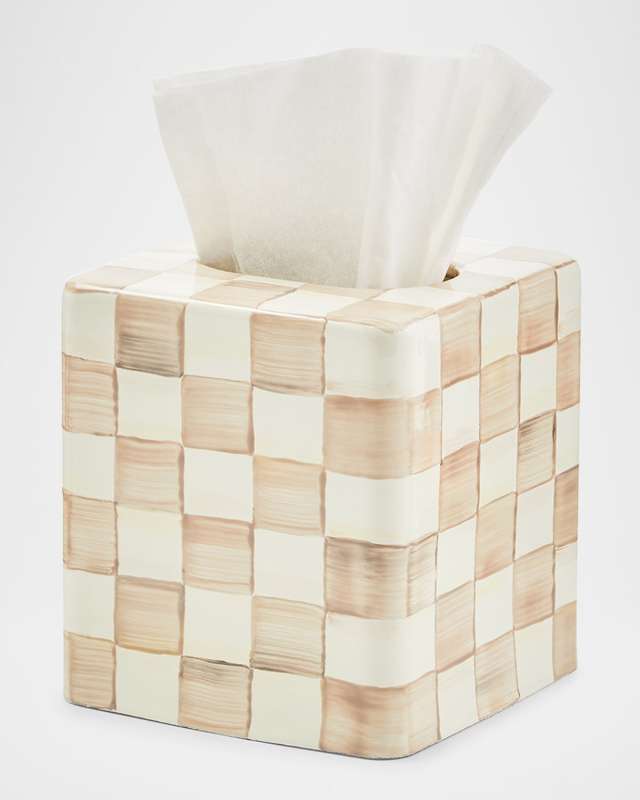 Mocha Check Boutique Tissue Box Cover